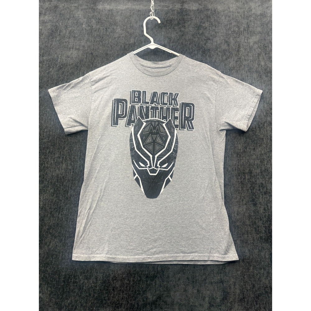 Marvel T Shirt Mens Medium Gray Cotton Preshrunk Black Panther Graphic Classic